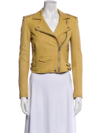 Pre-owned Iro Lamb Leather Biker Jacket In Yellow