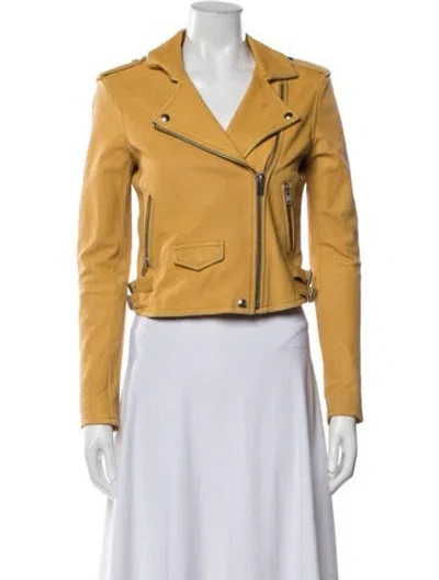Pre-owned Iro Lamb Leather Biker Jacket In Yellow