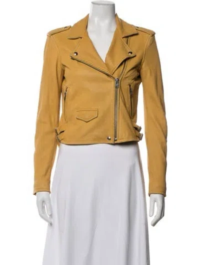 Pre-owned Iro Lamb Leather Biker Jacket In Yellow