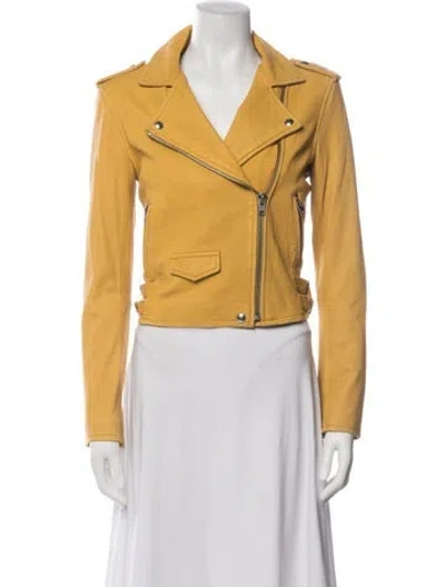 Pre-owned Iro Lamb Leather Biker Jacket In Yellow