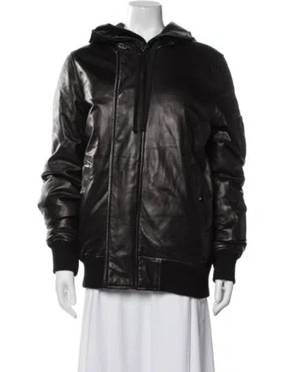 Pre-owned Iro Lamb Leather Bomber Jacket In Black