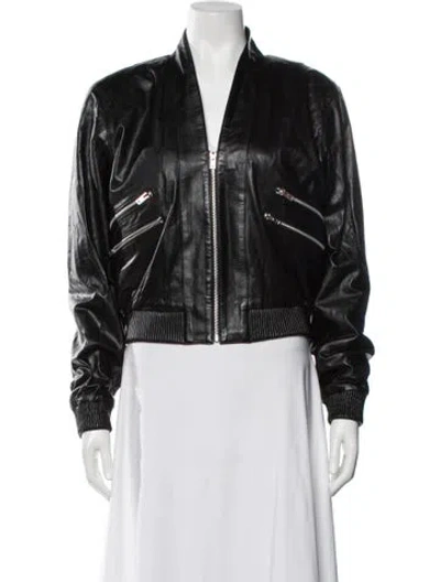 Pre-owned Iro Lamb Leather Bomber Jacket In Black