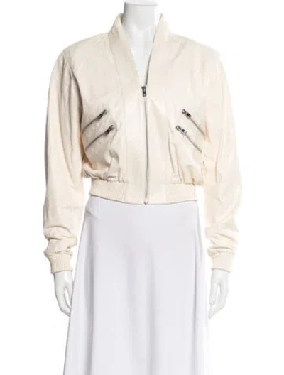 Pre-owned Iro Lamb Leather Bomber Jacket In Neutral