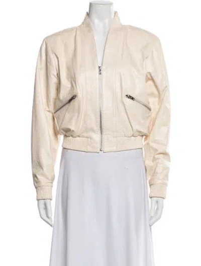 Pre-owned Iro Lamb Leather Bomber Jacket In Neutral