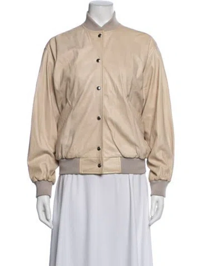 Pre-owned Iro Lamb Leather Bomber Jacket In Neutrals
