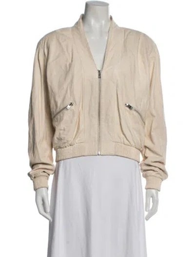 Pre-owned Iro Lamb Leather Bomber Jacket In Neutrals