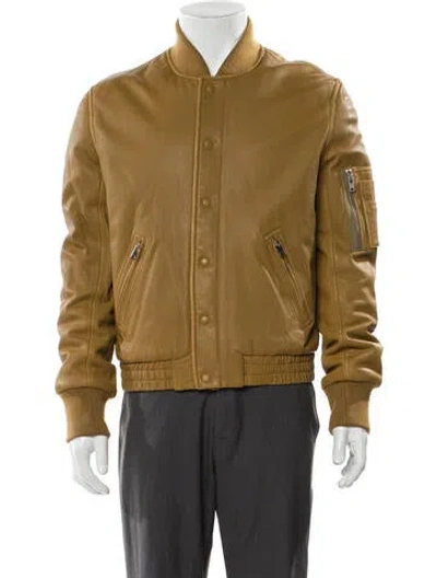 Pre-owned Iro Lamb Leather Bomber Jacket W/ Tags In Brown