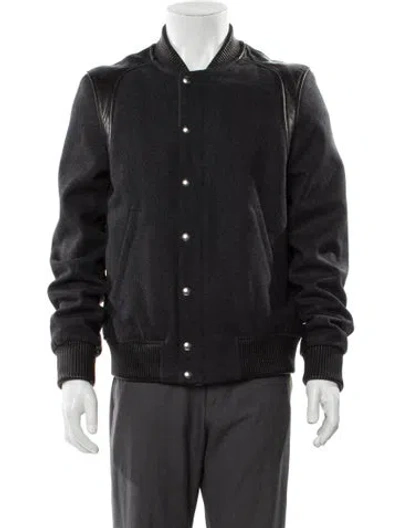 Pre-owned Iro Lamb Leather Bomber Jacket W/ Tags In Gray