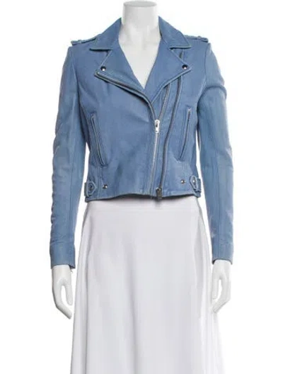 Pre-owned Iro Lamb Leather Coat In Blue