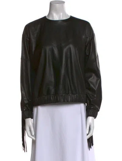 Pre-owned Iro Lamb Leather Crew Neck Blouse In Black