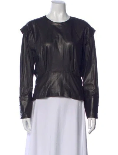 Pre-owned Iro Lamb Leather Crew Neck Top In Black
