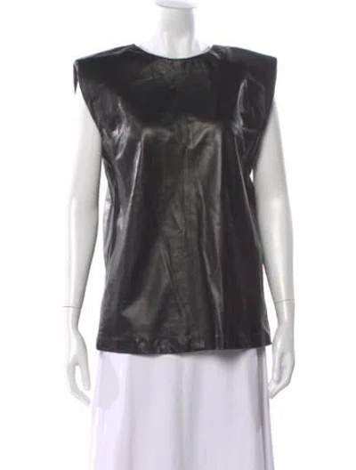 Pre-owned Iro Lamb Leather Crew Neck Top In Black