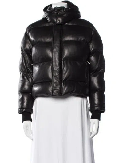 Pre-owned Iro Lamb Leather Down Jacket In Black