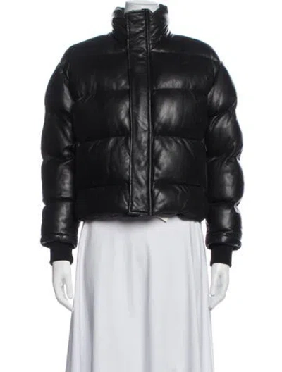 Pre-owned Iro Lamb Leather Down Jacket In Black