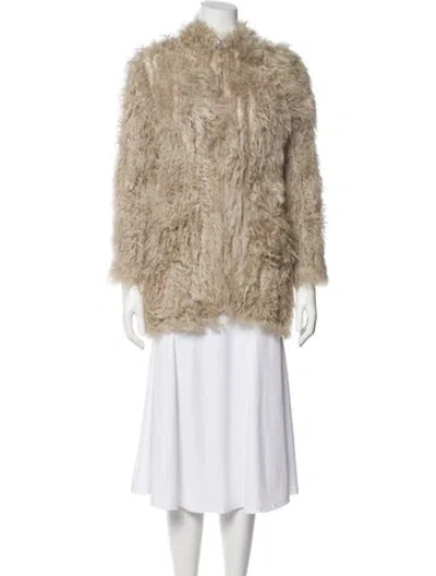 Pre-owned Iro Lamb Leather Faux Fur Jacket In Neutral