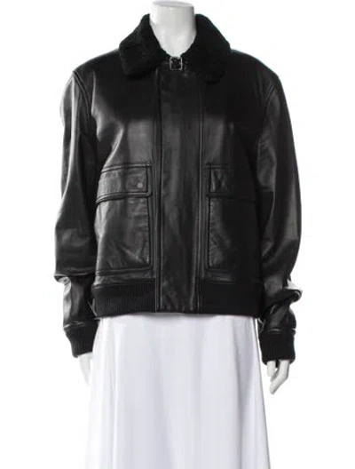 Pre-owned Iro Lamb Leather Fur Jacket In Black