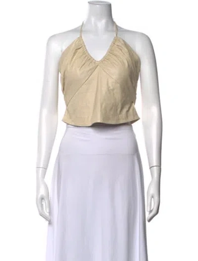 Pre-owned Iro Lamb Leather Halterneck Crop Top In Neutral