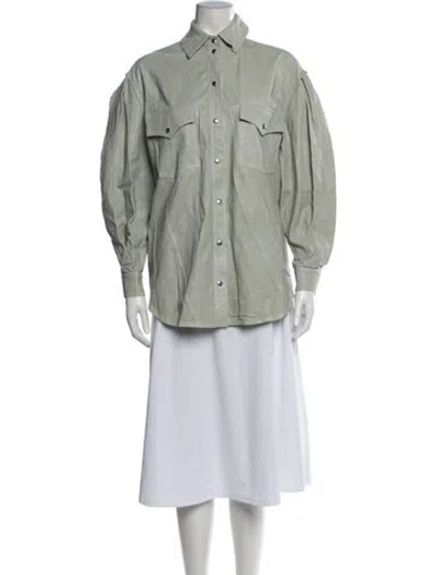Pre-owned Iro Lamb Leather Jacket In Green
