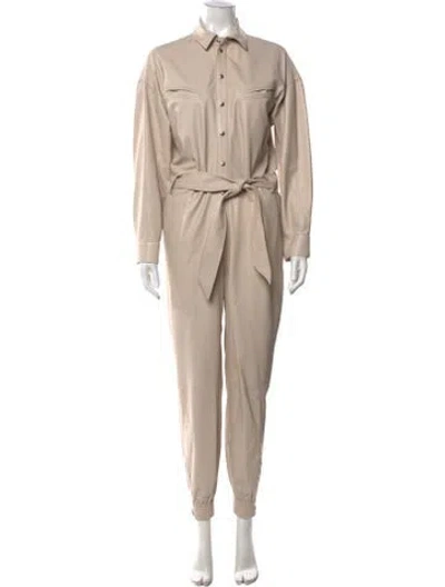 Pre-owned Iro Lamb Leather Jumpsuit In Neutrals