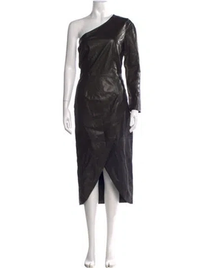 Pre-owned Iro Lamb Leather Midi Length Dress In Black