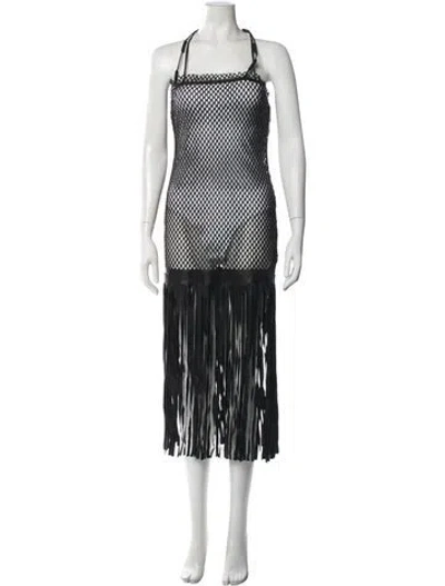 Pre-owned Iro Lamb Leather Midi Length Dress W/ Tags In Black