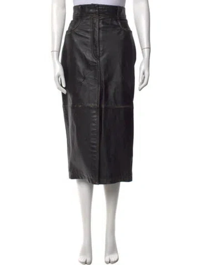 Pre-owned Iro Lamb Leather Midi Length Skirt In Blue