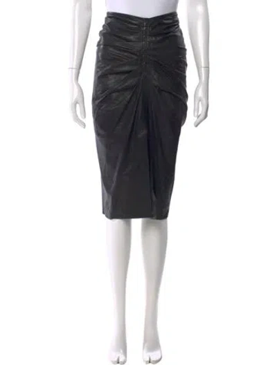 Pre-owned Iro Lamb Leather Midi Length Skirt W/ Tags In Black