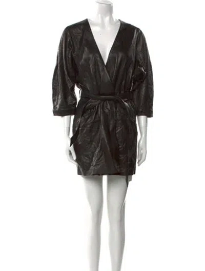 Pre-owned Iro Lamb Leather Mini Dress In Black