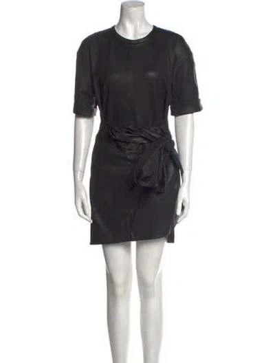 Pre-owned Iro Lamb Leather Mini Dress In Black