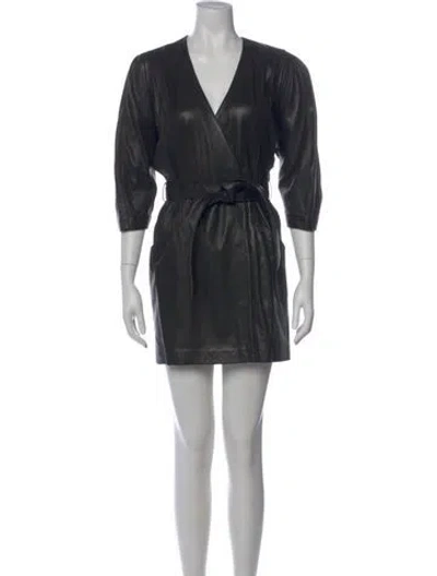Pre-owned Iro Lamb Leather Mini Dress In Black