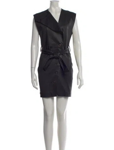 Pre-owned Iro Lamb Leather Mini Dress In Black