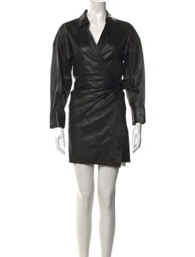 Pre-owned Iro Lamb Leather Mini Dress In Black