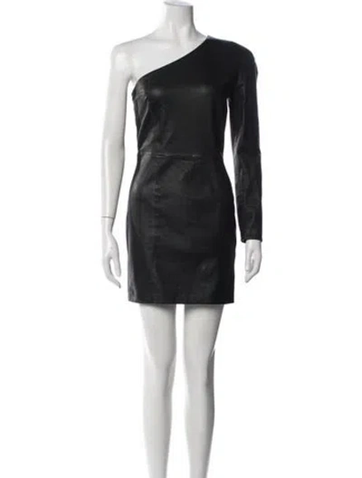 Pre-owned Iro Lamb Leather Mini Dress In Black