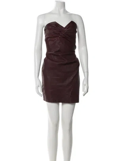 Pre-owned Iro Lamb Leather Mini Dress In Burgundy