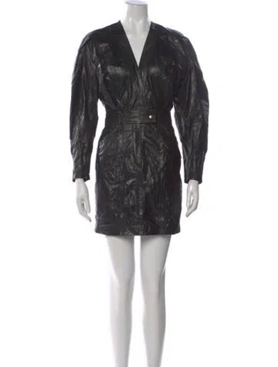 Pre-owned Iro Lamb Leather Mini Dress In Gray