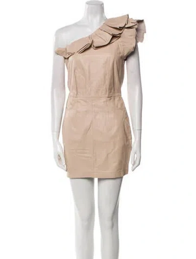 Pre-owned Iro Lamb Leather Mini Dress W/ Tags In Neutral