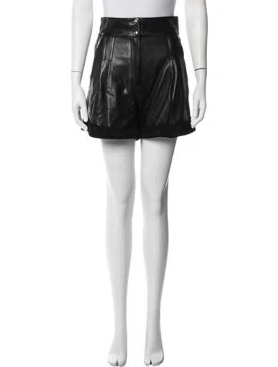 Pre-owned Iro Lamb Leather Mini Shorts In Black