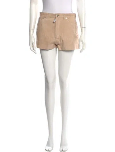Pre-owned Iro Lamb Leather Mini Shorts W/ Tags In Neutral