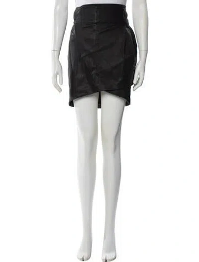 Pre-owned Iro Lamb Leather Mini Skirt In Black
