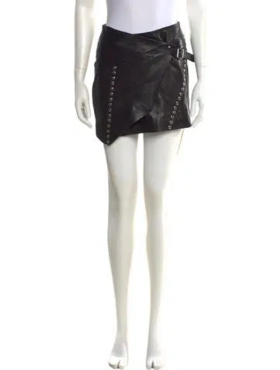 Pre-owned Iro Lamb Leather Mini Skirt In Black