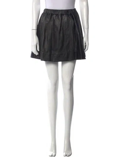 Pre-owned Iro Lamb Leather Mini Skirt In Black