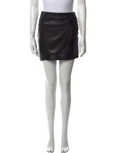 Pre-owned Iro Lamb Leather Mini Skirt In Black