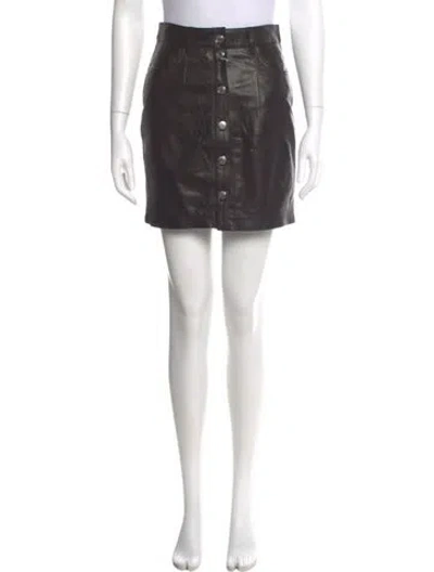 Pre-owned Iro Lamb Leather Mini Skirt In Black