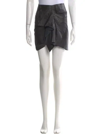 Pre-owned Iro Lamb Leather Mini Skirt In Black