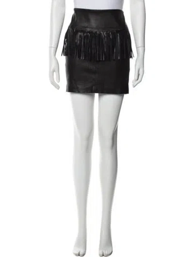 Pre-owned Iro Lamb Leather Mini Skirt In Black