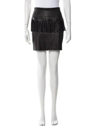 Pre-owned Iro Lamb Leather Mini Skirt In Black