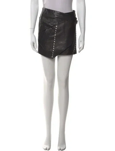 Pre-owned Iro Lamb Leather Mini Skirt In Black