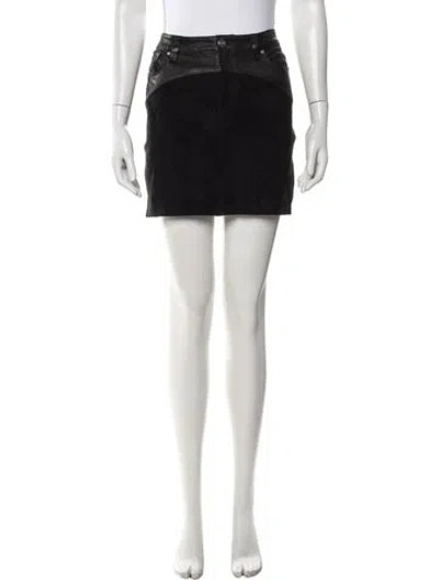 Pre-owned Iro Lamb Leather Mini Skirt In Black