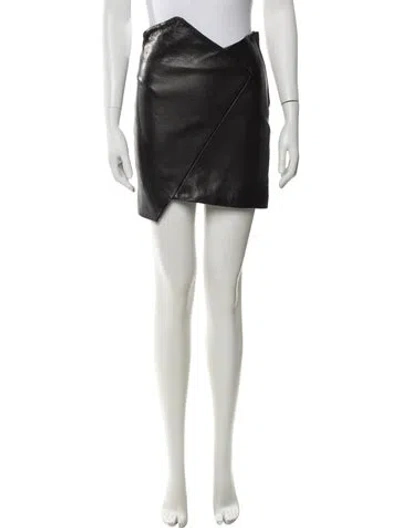 Pre-owned Iro Lamb Leather Mini Skirt In Black