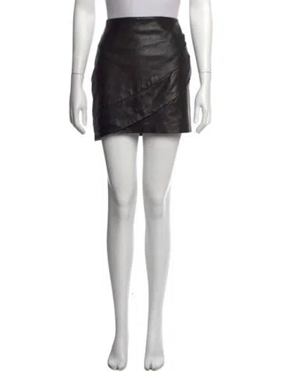 Pre-owned Iro Lamb Leather Mini Skirt In Black